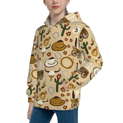 Wild West Cowboy Kid Hoodies Boys Sweatshirts Girls Pullover with Pocket2