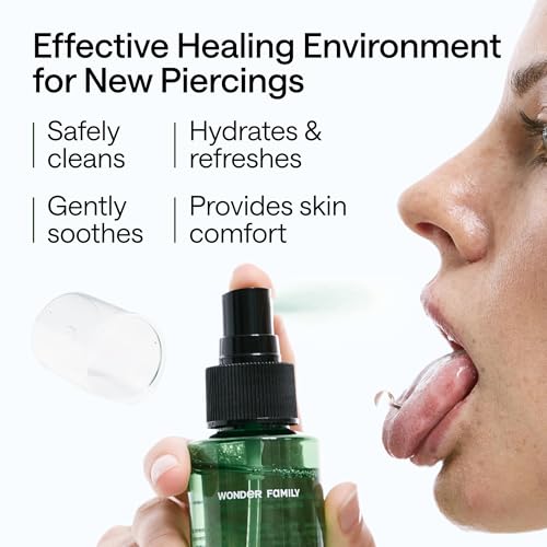 Piercing Aftercare Spray - Sterile Saline Solution for Piercings with Panthenol & Tea Tree Oil for Piercing Bumps Lip, Body, Nose Rings, & Ear Piercing Cleaner Keloid bump removal