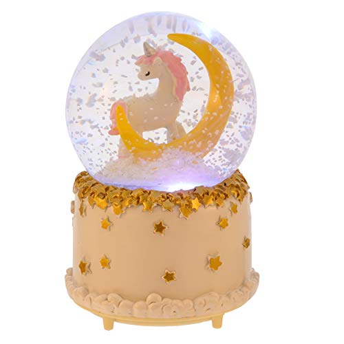 SOIMISS Unicórnio Musical Globos de Neve Crescente Bola de Cristal Queda de Neve Caixa de Música Orn