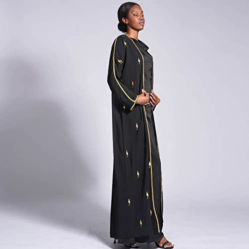 Elegant Muslim Women's Embroidered Long Cardigan Women Dubai Dress Cardigan2
