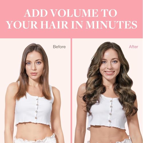 Image of GOO GOO Clip in Hair Extensions Real Human Hair, Remy Human Hair Extensions Clip ins for Women, Natural Human Hair, 18inch 120g 7Pcs, 4D /14 /5B Brunette Balayage