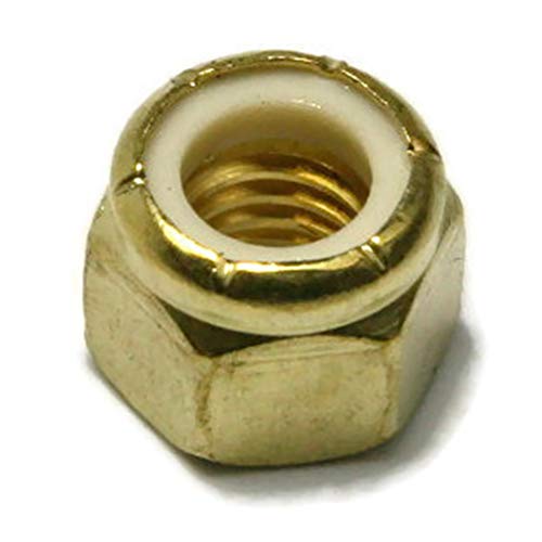 Brass Nylon Insert Lock Hex Nut UNC #10-24 Solid Brass Nylon Lock Nuts -Qty 100