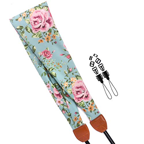Elvam Universal Men And Women Scarf Camera Strap Belt Compatible With Dslr, Slr, Instant,Digital Camera - Retro Green Floral Pattern #TOP3