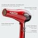 KISS 1875 Watt Pro Tourmaline Ceramic Hair Dryer, Styling Edition, 3 Heat Settings, 2 Speed Settings, Cool Shot Button, 7 Blow Dryer Accessories Included, 2-Year Warranty - Red