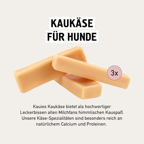 Kauies Kaukäse - 100% natürliche Käsestange für Hunde aus frischer Kuhmilch, proteinreich, laktosefrei, glutenfrei, Zahnpflege, Handmade in Germany - Größe L (3 x 100g) für Hunde bis 15kg