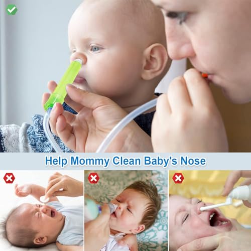 Baby Nasal Aspirator with 24 Filters, Mouth Suction Nasal Congestion Relief for Toddlers, Baby Nose Booger Sucker with 2 Silicone Tips, A Fast and Safe Nose Cleaner as Baby Shower Gift - Thumbnail 4