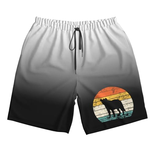 Retro Hyena Mens Swimming Trunks Beach Shorts Quick Dry Board Short Funny Swimwear Bathing Suits, 5