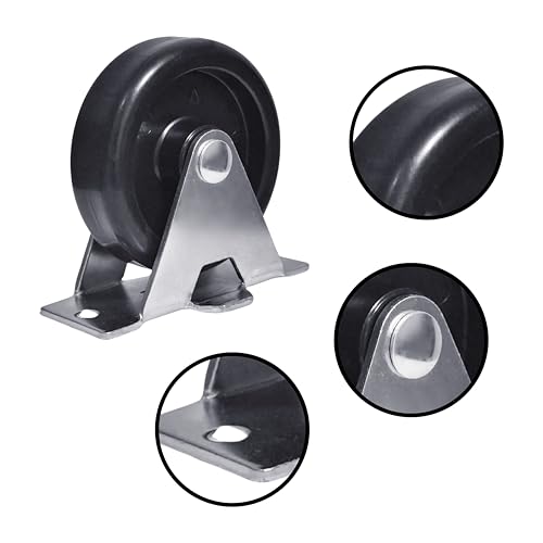 Heavy Duty Rigid Caster Wheels, Black Heavy Duty, 2.5 Inch, Non-Swivel Top Plate Mount, Furniture Hardware (16)