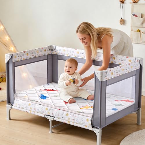 Image of Pack and Play Mattress 38 inch x 26 inch, Premium Cotton Fabric - Hypoallergenic