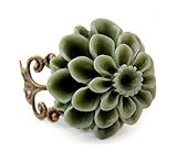 Ringgröße: verstellbar Ring Damen Blume Statement Für Mütter Freundin Mädchen Modeschmuck Schmuck Vintage Verstellbar Blatt Baum Ring Grün - 25x18mm Cabochon Bronze