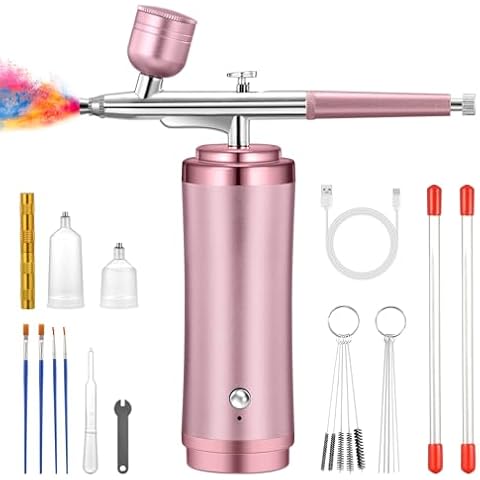 Gocheer Airbrush Kit with Compressor - 48PSI Rechargeable Cordless Non-Clogging Air Brush Set with 0.2/0.3/0.5mm Nozzles for Nail Art,Makeup,Cake Decoration,Model Painting,Barber etc. Cover
