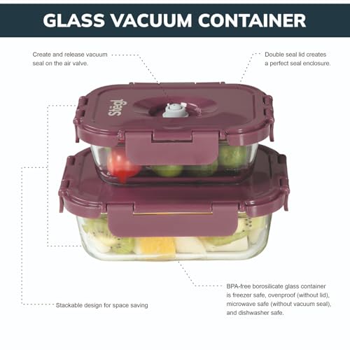 Image of Stegl Vacuum Container Set - Airtight Glass Containers with Vacuum Pump | Keeps Food Fresh 5x Longer | Microwave & Dishwasher Safe | 370 x 640