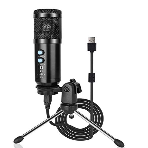 Kdely Micrófono de Condensador USB Profesional Ajustable Portátil Plug & Play con Trípode para PC y Portátil Grabar Música/Radiodifusión/Juegos