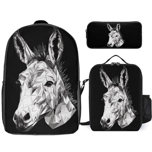 Donkey Drawing Head Large Travel Backpacks Carry on Backpack Weekender Bag with 2 Storage Pockets for Men And Women