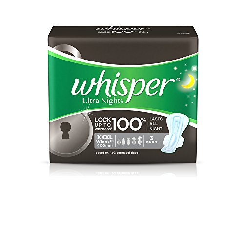 Whisper Ultra Nights Sanitary Pads With Wings, Pack Of 3 Pieces (Xxxl)