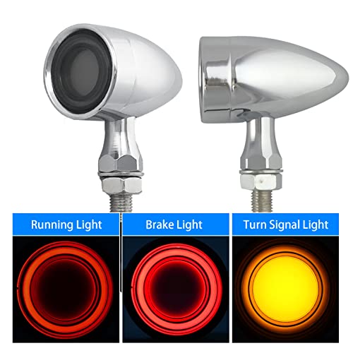 Image of Motorcycle Turn Signals LED Front Lights 2 PCS, Vintage 42 LEDs Switchback White Amber Light for Running Turn Blinkers Universal Fit Scooter Suzuki Yamaha Honda Harley Dyna Bobber-Black