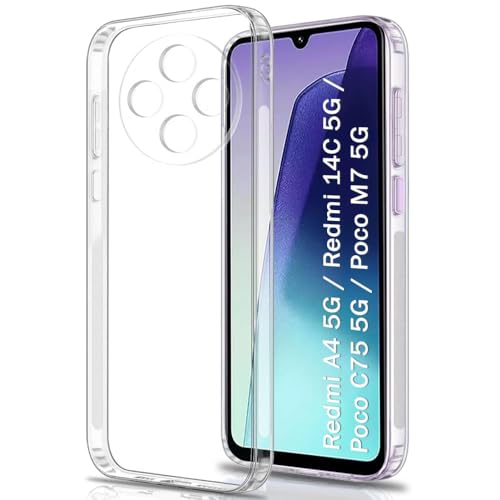 Image of COVERBLACK Flexible Rubber Case Back Cover Compatible for Mi Redmi A4 / Redmi 14c 5G - Transparent