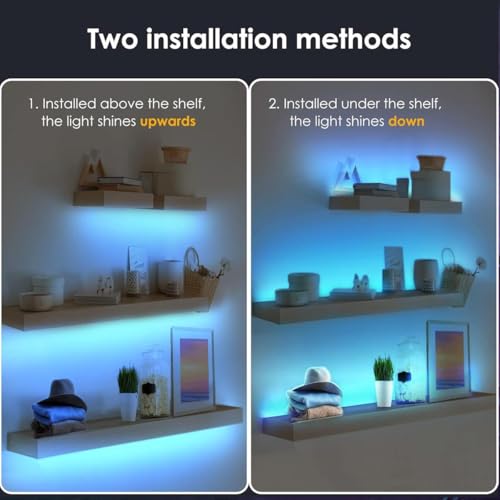 Image of Battery Powered LED Strip Lights, Wireless RGB LED Strip Lights with 24 Keys Remote Control, 20 inch x 3 Pack for Kitchen Under Cabinet Lighting, Shelves, Under Counter, Closet, Cordless Click Light