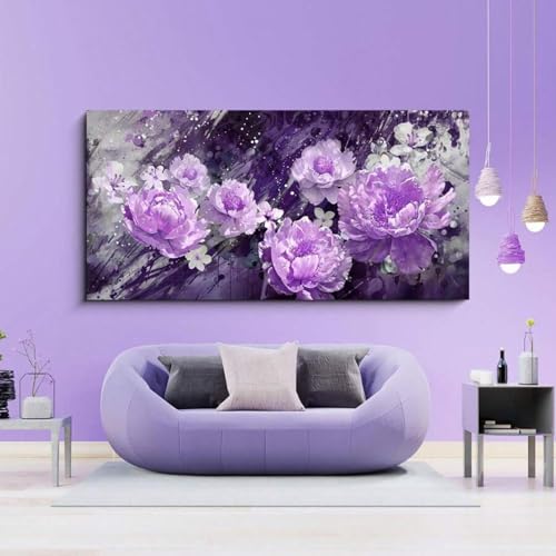 Toile d'art mural violet floral 40x80cm avec cadre interne XBTYKPB - 4
