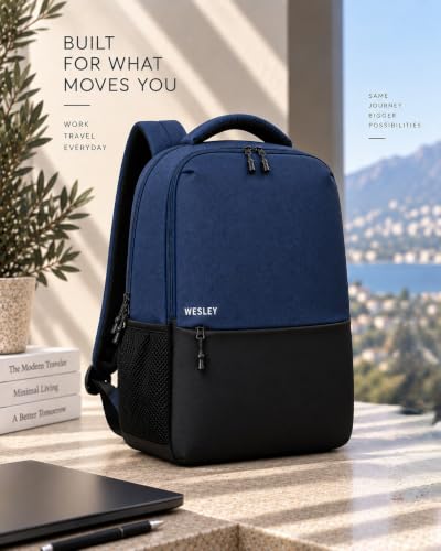 Buy Wesley Milestone 2.0 Casual Waterproof Laptop Backpack/Office Bag/School Bag/College Bag/Travel Backpack (Dimensions:13x18 inches) (Compatible with 39.62cm(15.6inch laptop) 30 L (Blue & black) at Amazon.in - Image 3