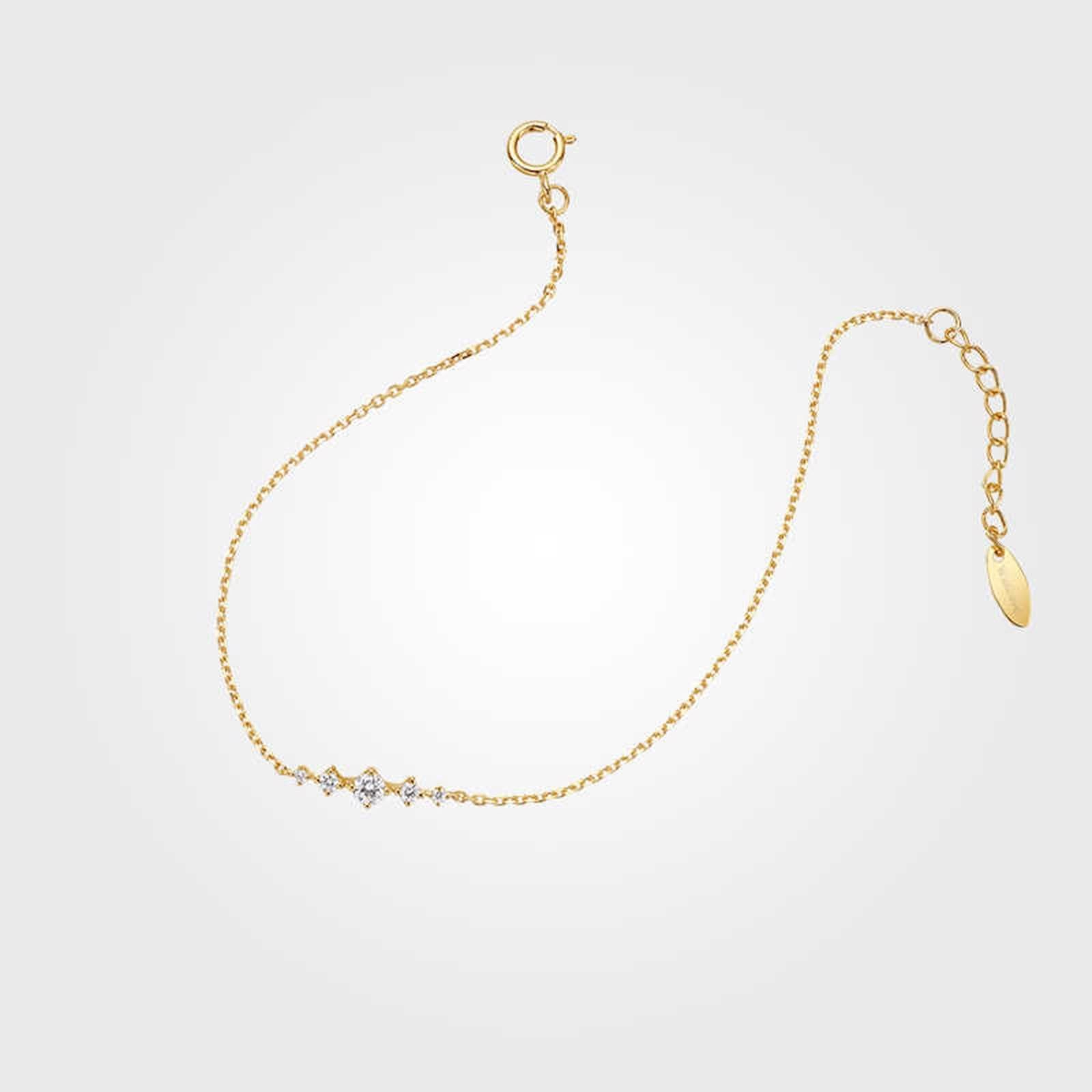 Bracelet breloques en or jaune 9 K/14 K/18 carats, blanc 0,12 carat créé en laboratoire, diamant classique, taille ronde, véritable bracelet pour femme en or 18/14/9 carats