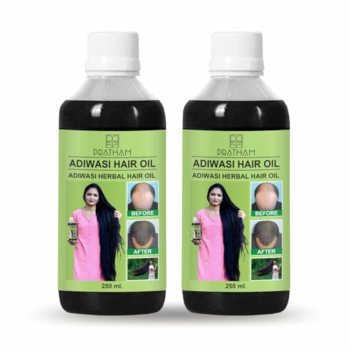 Image of PRATHAM Aadivashi Hair Growth Oil Ayurvedic Herbal Kesh tel with Natural Rosemary essential & Biotin for Control Hairfall anti-dandruff Hair Oil Original (Pack of 2, 500 ml)