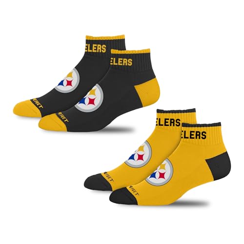 For Bare Feet NFL PITTSBURGH STEELERS Front and Center 2 Pack Team Colors Large
