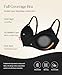 Popilush Bras for Women No Underwire Supportive Push Up Bralettes Wireless Full Coverage Plus Size T-Shirt Bra (34B-DD) Black