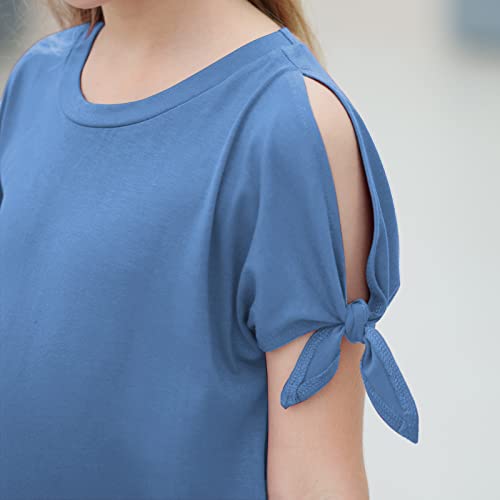 Image of GORLYA Girls Slit Sleeve Tie Knot Cuff Knit Tunic Top 4-14Y