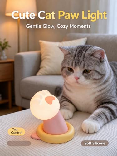 ChayWillow Cat Paw Silicone Tap Night Light, USB Rechargeable - image 5