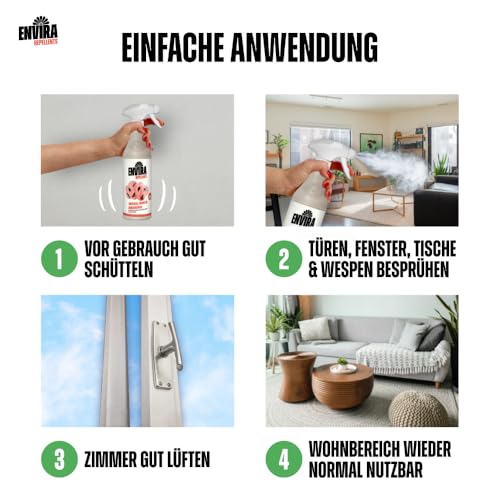 Envira Universal Insektenspray 500 ml - Ungezieferspray gegen Insekten in der Wohnung - Abwehrspray gegen Silberfische, Trauermücken, Fruchtfliegen, Kakerlaken, etc - Dezenter Zitrusduft, geruchsarm