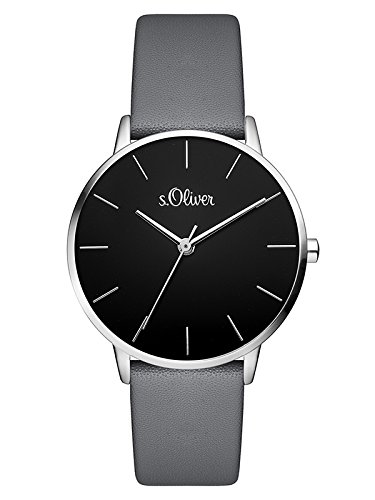 Preisvergleich Produktbild s.Oliver Damen Analog Quarz Armbanduhr mit Leder Armband SO-3528-LQ