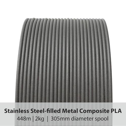 Image of Protopasta Stainless Steel Filled PLA 3D Printer Filament | ProtoPlant Metal-Filled PLA Plastic Printer Filament with 60% Steel | Polish & Patina Friendly Metal Composite Filament | 2kg Metallic Spool