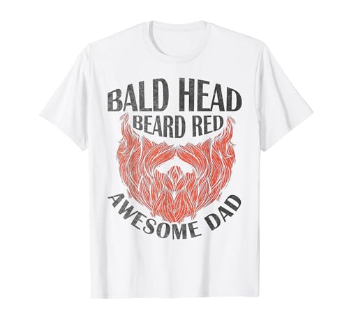 Bald Head Beard Red Awesome Dad - Funny Bald Dad Camiseta