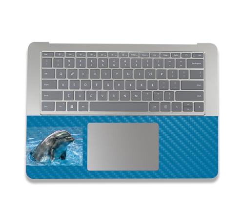 Image of MightySkins Carbon Fiber Skin Compatible with Microsoft Surface Laptop Studio 2 (2023) Full Wrap Kit - Dolphin Greeting | Protective, Durable Textured Carbon Fiber Finish | Made in The USA