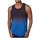 Mens Ombre Tank Top Sleeveless Tee Muscle Shirt Soft Stretch Comfy Casual Summer Beach Gym Workout Top for Teen Boys Blue