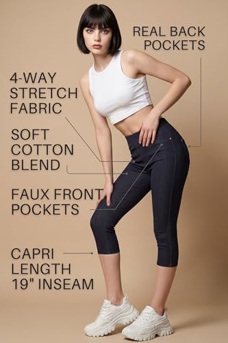 Image of Leggings Depot Women's Cotton Blend Stretch Pull-on Jeggings Casual Pants with Pockets (Available in Plus Size)