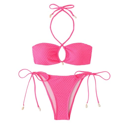 Generisch Bikini de dos piezas para la playa y el tiempo libre con ajuste cómodo y diseño elegante, rojo, M