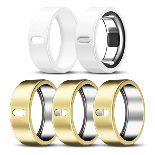 ZOOROO 5���p�b�N �J�o�[ Oura Ring Gen 4/Oura Ring Gen 3/3 Horizon�Ή� Surport Charging Cover On ���h�~ TPU�v���e�N�^�[ �j�����p (�S�[���h×3+�z���C�g×2�A�T�C�Y6)