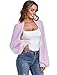 ZAFUL Open Front Cropped Bolero Cardigan for Women Bolero Shrugs for Evening Dress Strechy Crochet Knit Top Lavender S