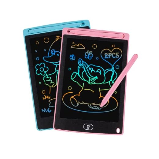 Carehabi 2 Pièces Tablette d'écriture LCD de 8,5 Pouces Coloré,Effaçable Et réutilisables,pour Filles de 2-7 Ans Tablette Dessin Enfant,Jouet Educatif de Filles et Garçons,Cadeaux d'anniversaire Noël
