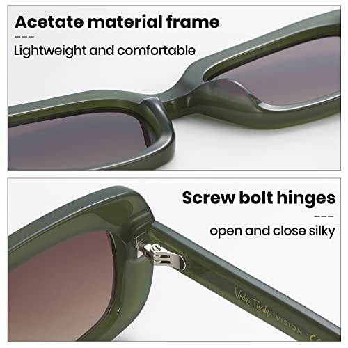 veda Tinda Rectangle Sunglasses Womens Green 90's Retro Trendy Fashion Cool Vintage Square Sun Glasses Y2k Accessories UV400 Blocking C26S053