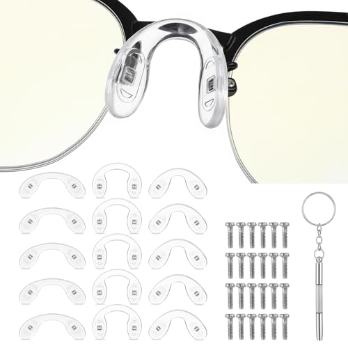 15 Pcs Eyeglasses Nose Pads, Saddle Bridge Nose Pads Soft Silicone Screw-in Eyeglass Nose-Piece for Eye Glasses Sunglass Eyewear Repair