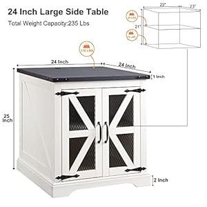 Jxqtlingmufarmhouseendtable24largesofasidetablewithchargingstationmeshbarndoorandadjustablestorageshelfrusticwoodsquarenightstandforlivingroombedroomofficewhite Urban Country Home Decor Jxqtlingmu farmhouse end table 24 large sofa side table with charging station mesh barn door and adjustable storage shelf rustic wood square nightstand for living room bedroom office white urban country home decor