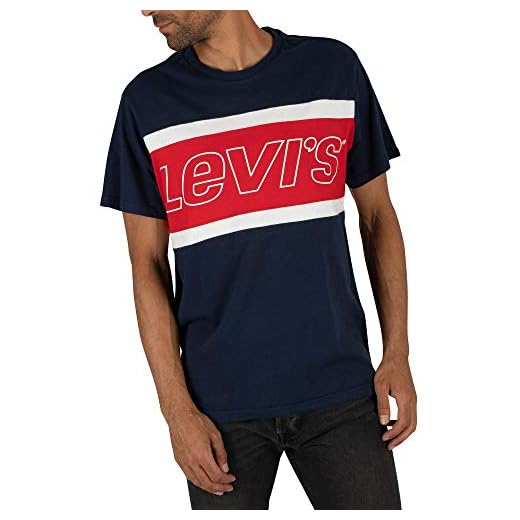 Levi's SS Color Block tee Camiseta, Multicolor (Jersey Colorblock Dress Blue/White/Red + White Print 0000), X-Small para Hombre