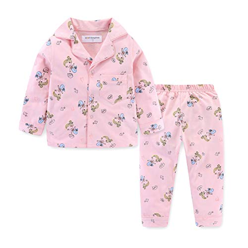 Mud Kingdom Little Boys Girls Pajamas Set Cute Funny Cartoon Button Down