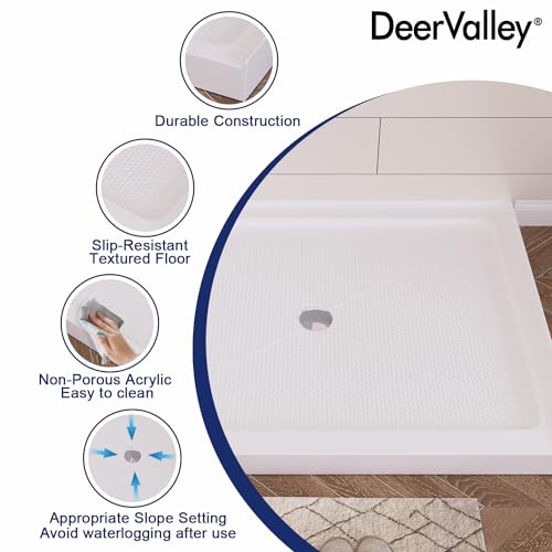 Image of DeerValley 48 inchL X 36 inchW Center Drain Shower Base in White