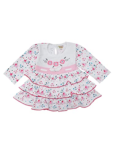 Image of NammaBaby Premium Baby Girls Full Sleeves Frock with Pant Baby Girl's Cotton Frock with Leggings, Frill Frock - Pack of 1