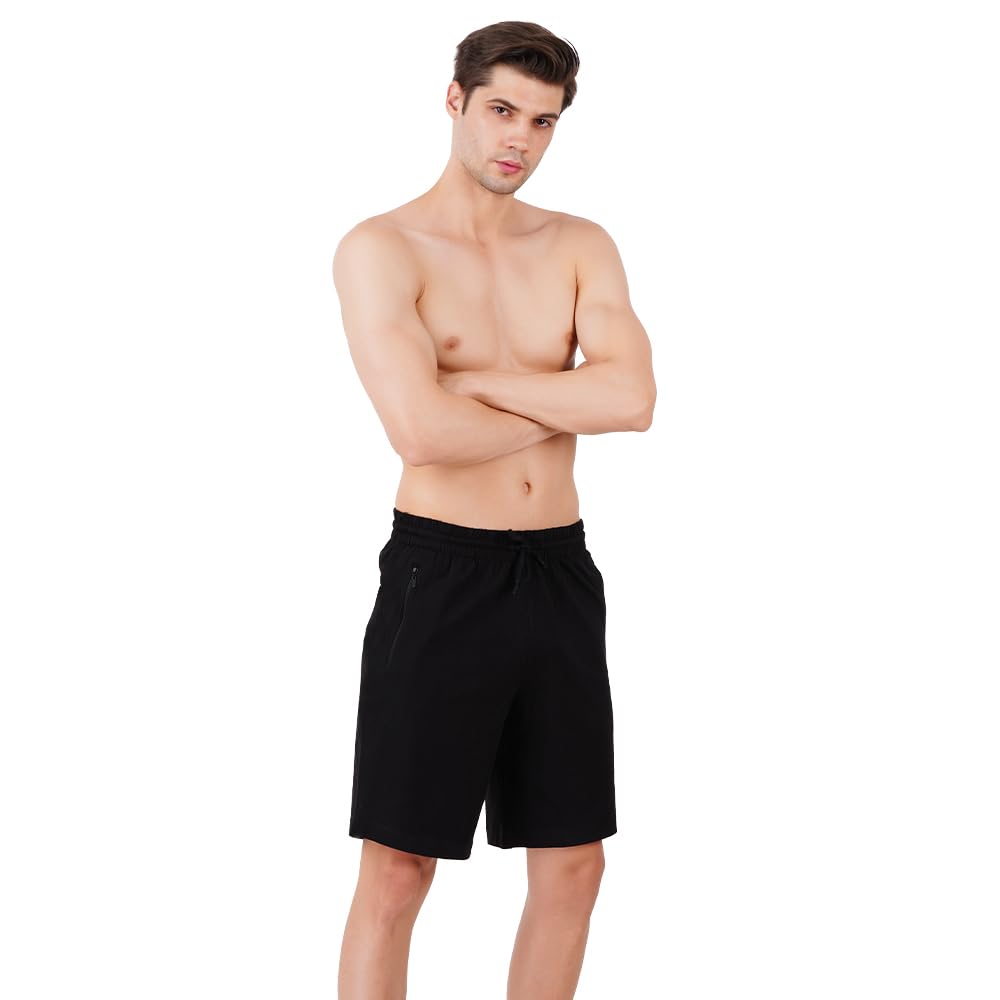 Men's Track Shorts | Super Combed Cotton French Terry Fabric | Straight Fit with Adjustable Waistband & Side Pockets-image-41