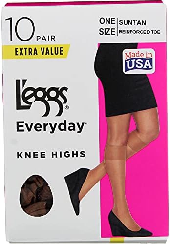 L’eggs womens 10 Pair Everyday Reinforced Toe Knee Highs L’eggs womens 10 Pair Everyday Reinforced Toe Knee Highs